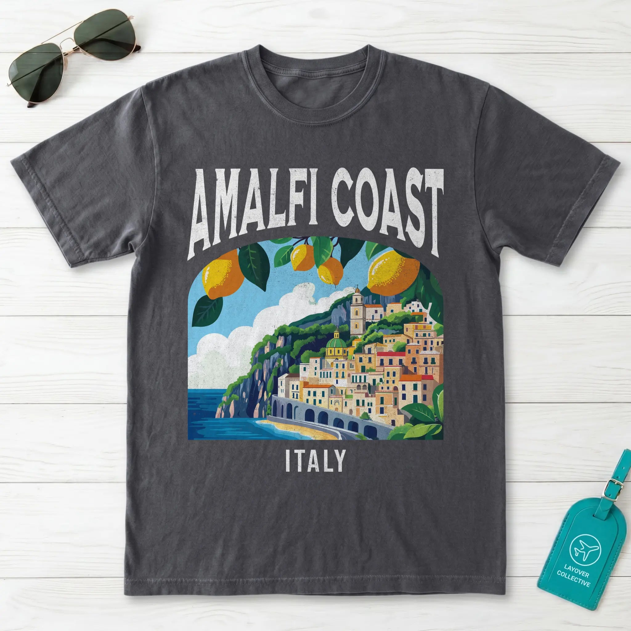Amalfi Coast Italy Vintage Travel Poster T-Shirt