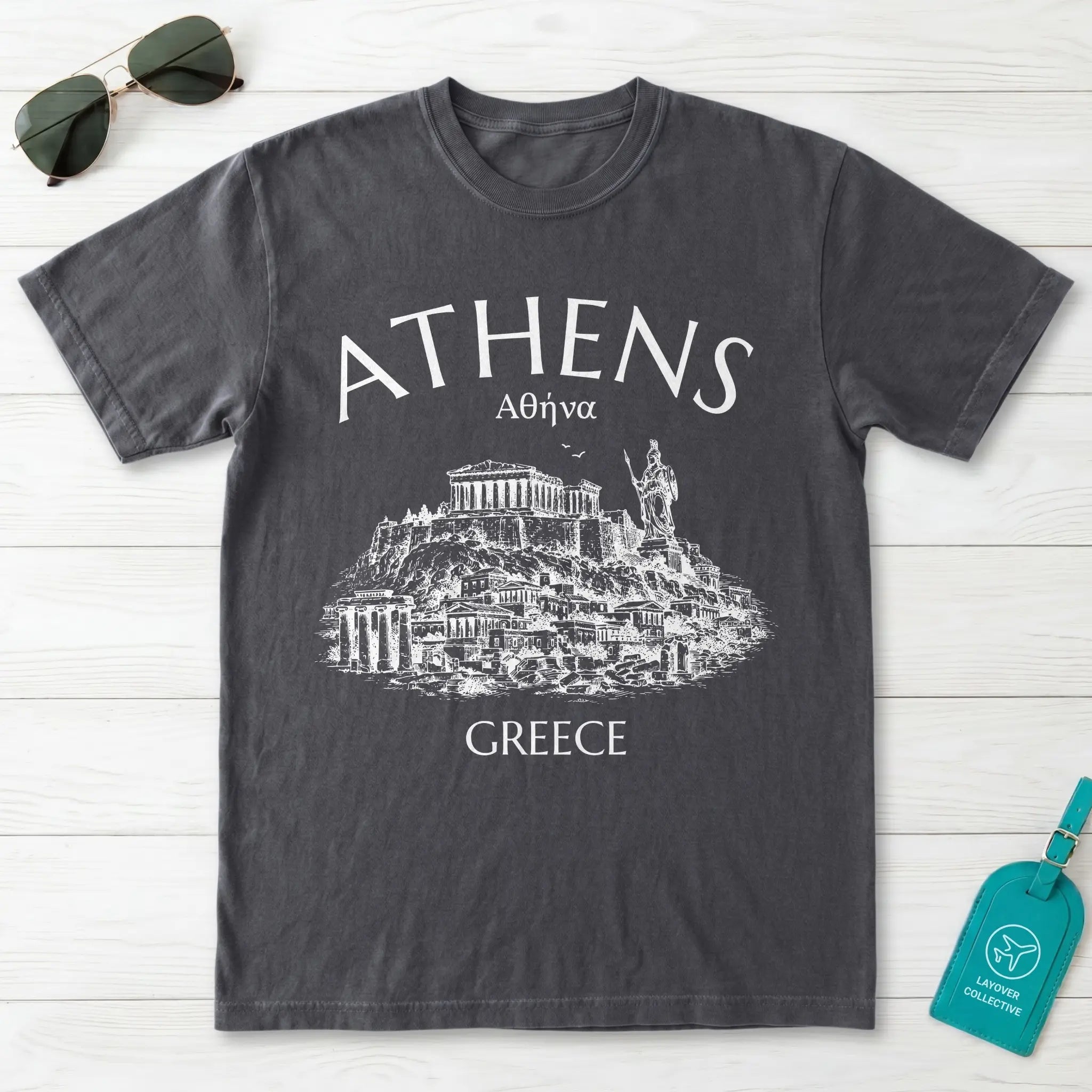 Athens Greece Acropolis Line Art Graphic T-Shirt