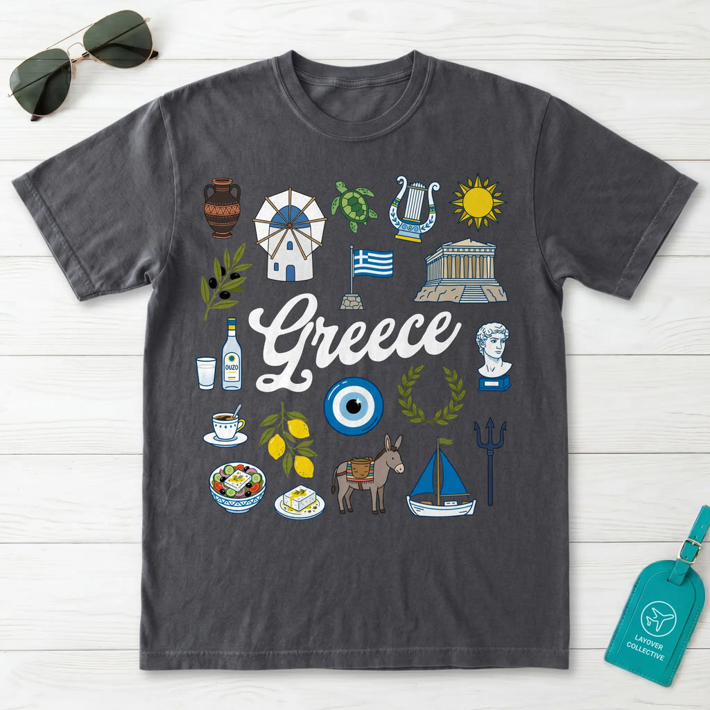 Greece Icons Graphic T-Shirt