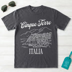 Cinque Terre Italia Line Art Sketch Coastal Village Graphic T-Shirt