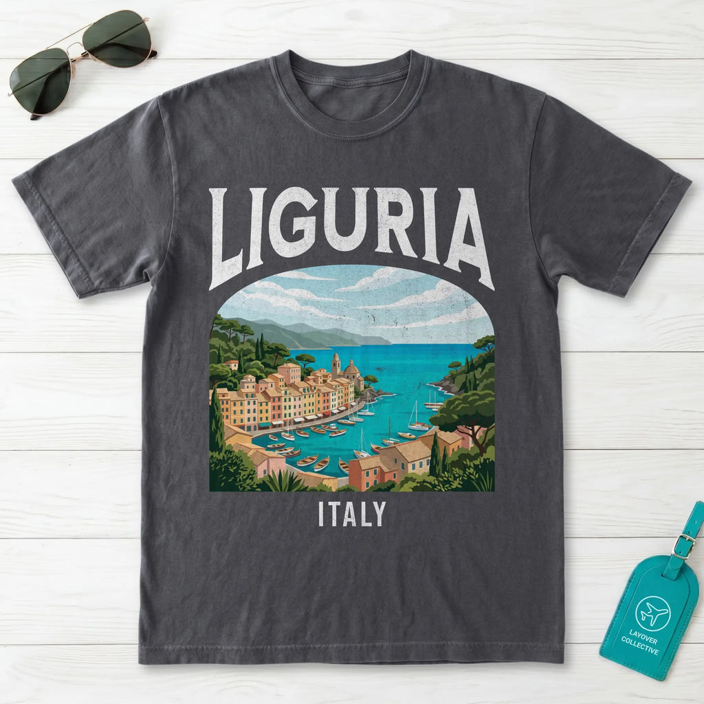 Liguria Italy Vintage Travel Poster T-Shirt