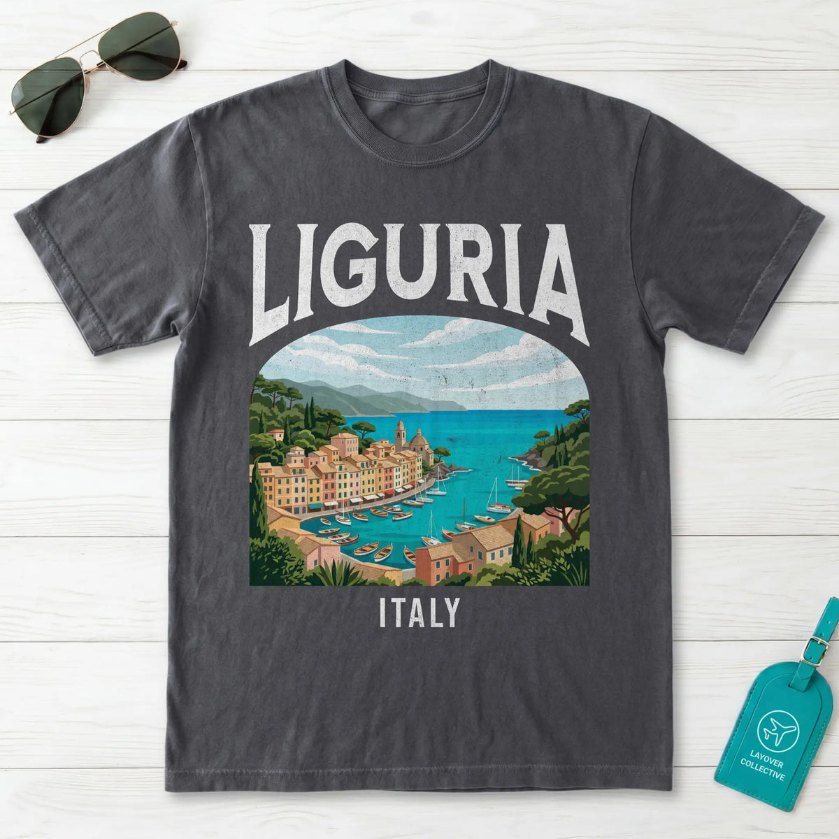 Liguria Italy Vintage Travel Poster T-Shirt
