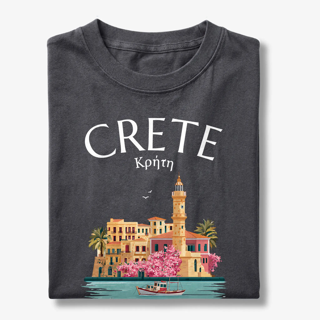 Crete Greece Chania Harbour Illustrated Graphic T-Shirt