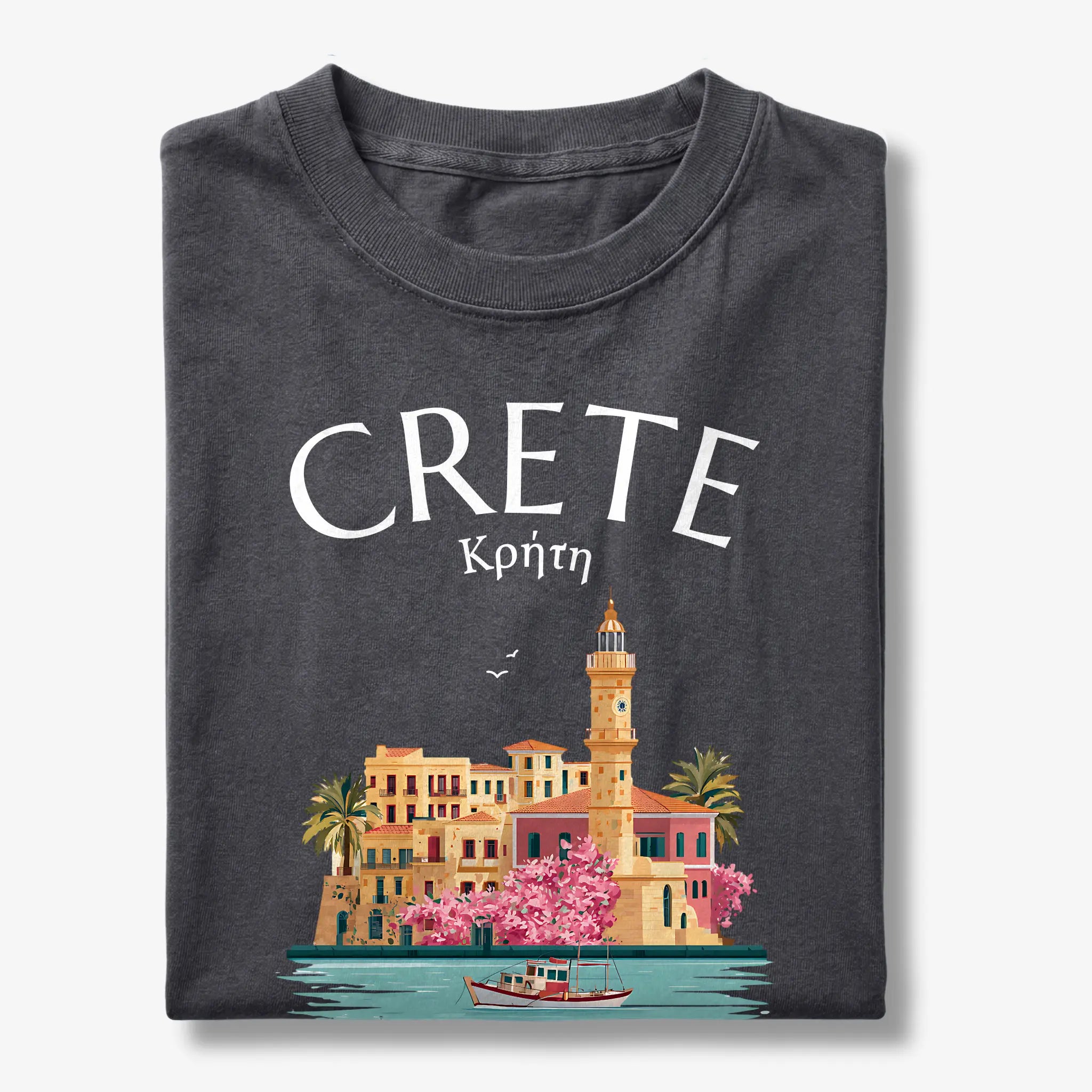 Crete Greece Chania Harbour Illustrated Graphic T-Shirt