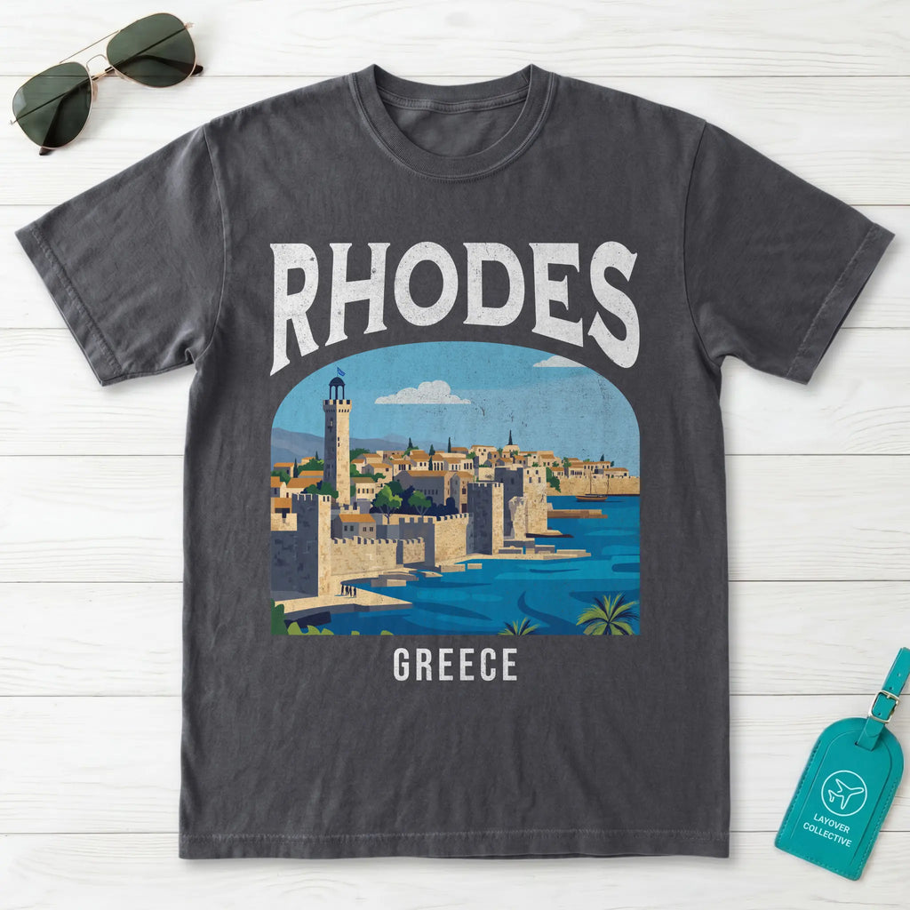 Rhodes Greece Vintage Travel Poster T-Shirt