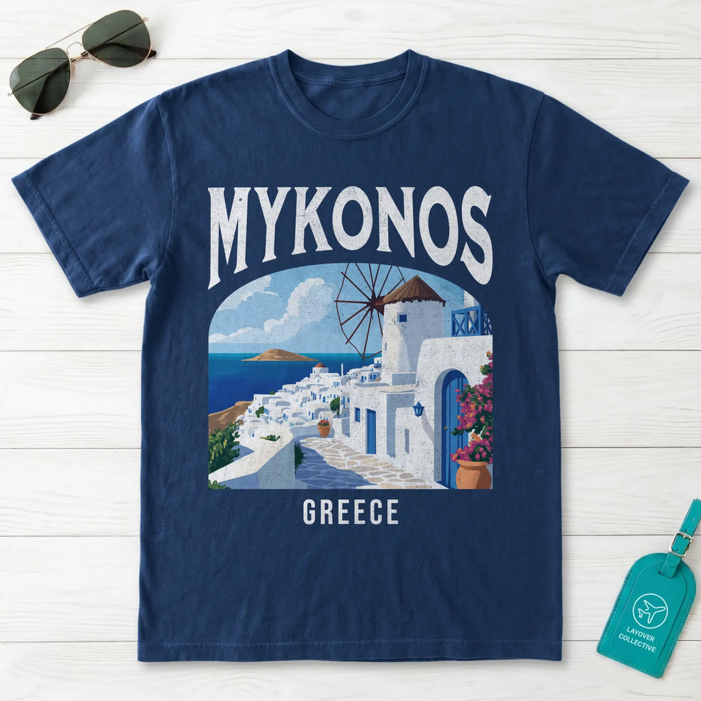 Mykonos Greece Vintage Travel Poster T-Shirt
