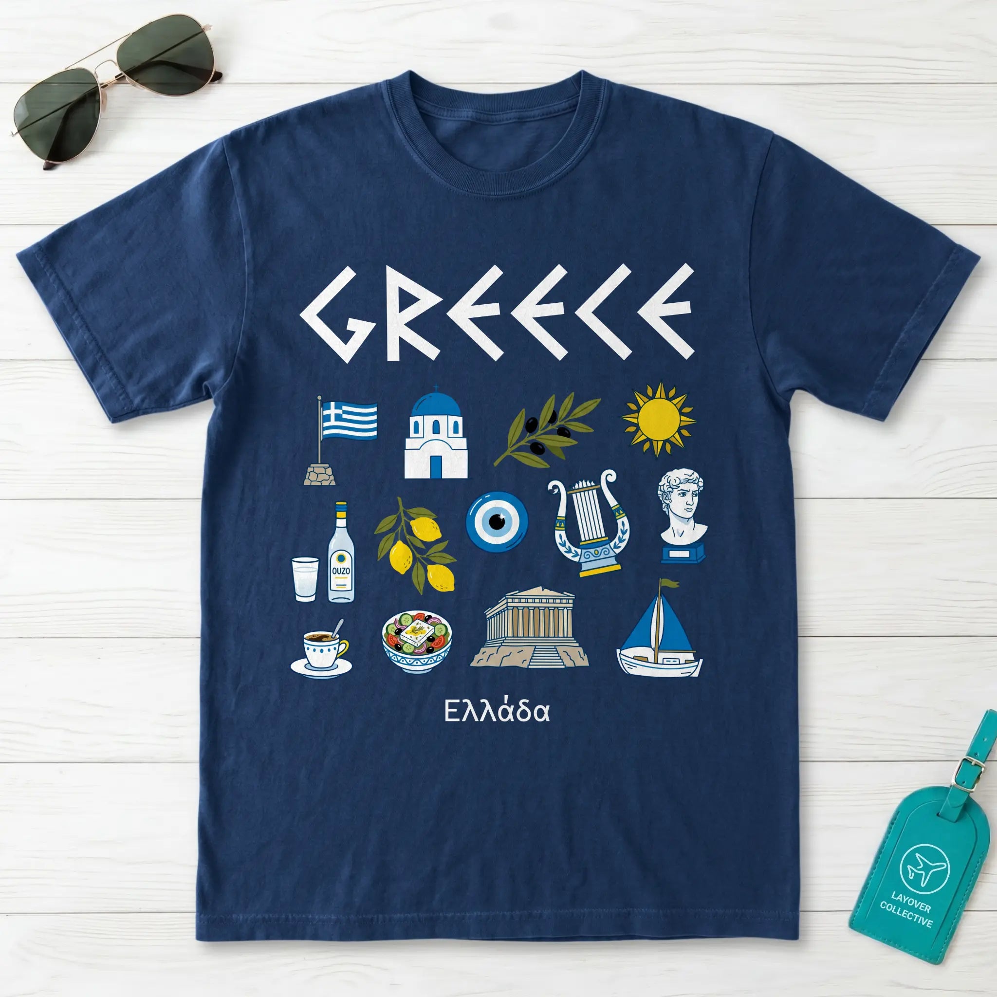 Greek Icons Doodle Graphic T-Shirt