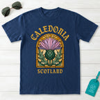 Caledonia Scotland Stained Glass Thistle T-Shirt