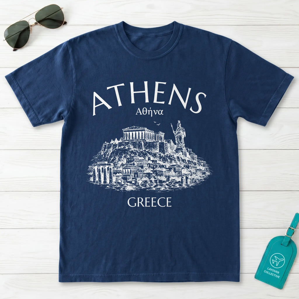 Athens Greece Acropolis Line Art Graphic T-Shirt