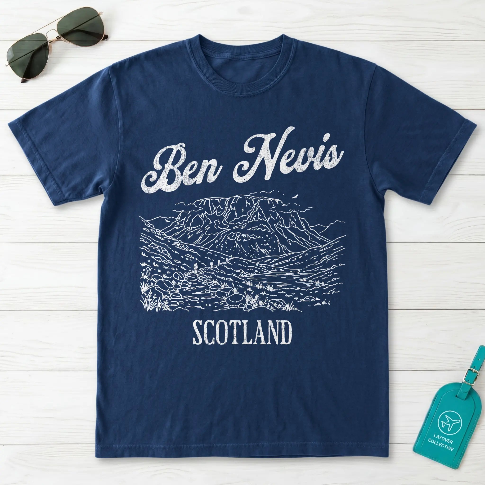 Ben Nevis Scotland Line Art T-Shirt