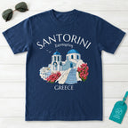 Santorini Greece Blue Dome Church Graphic T-Shirt
