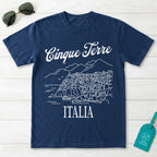 Cinque Terre Italia Line Art Sketch Coastal Village Graphic T-Shirt