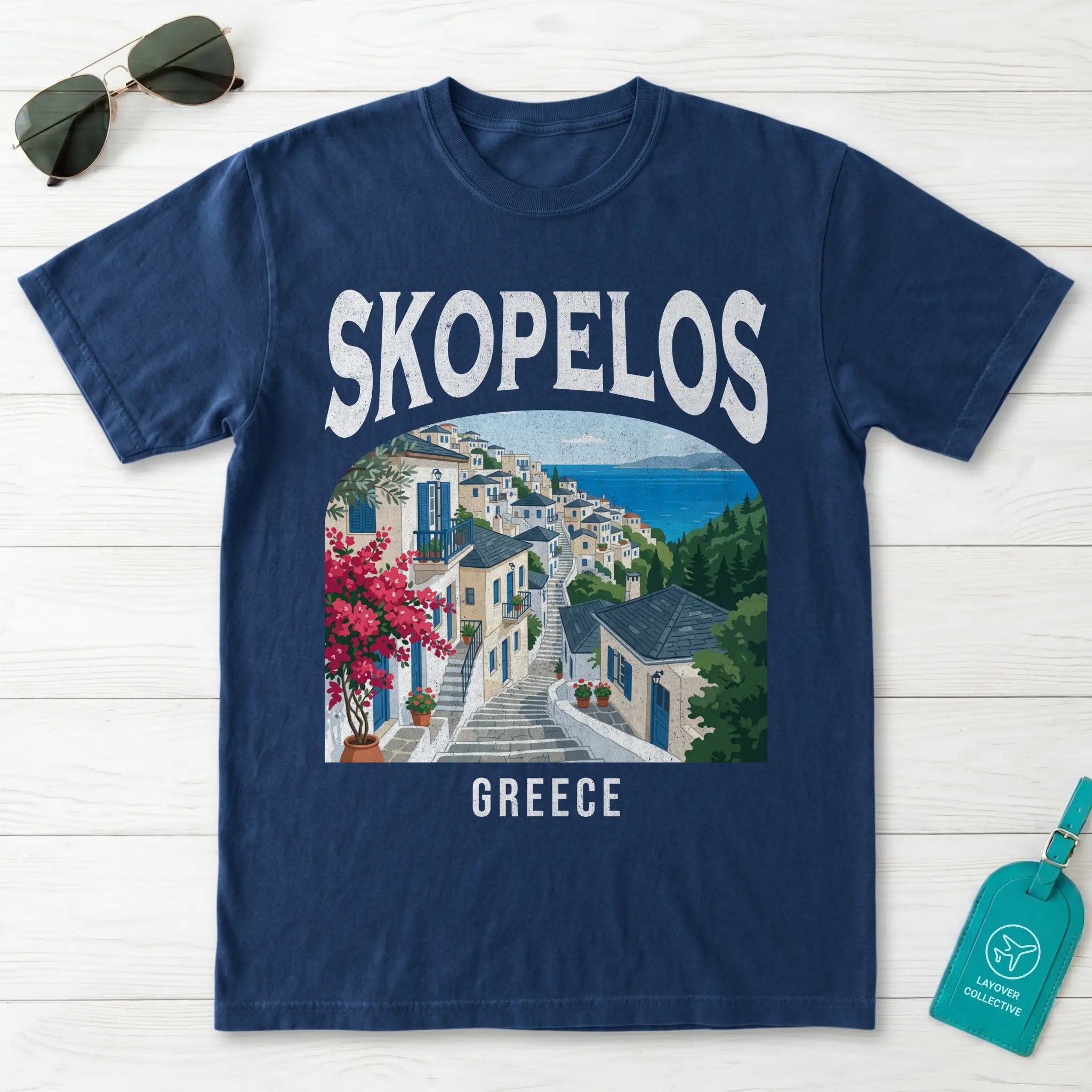 Skopelos Greece Vintage Travel Poster T-Shirt
