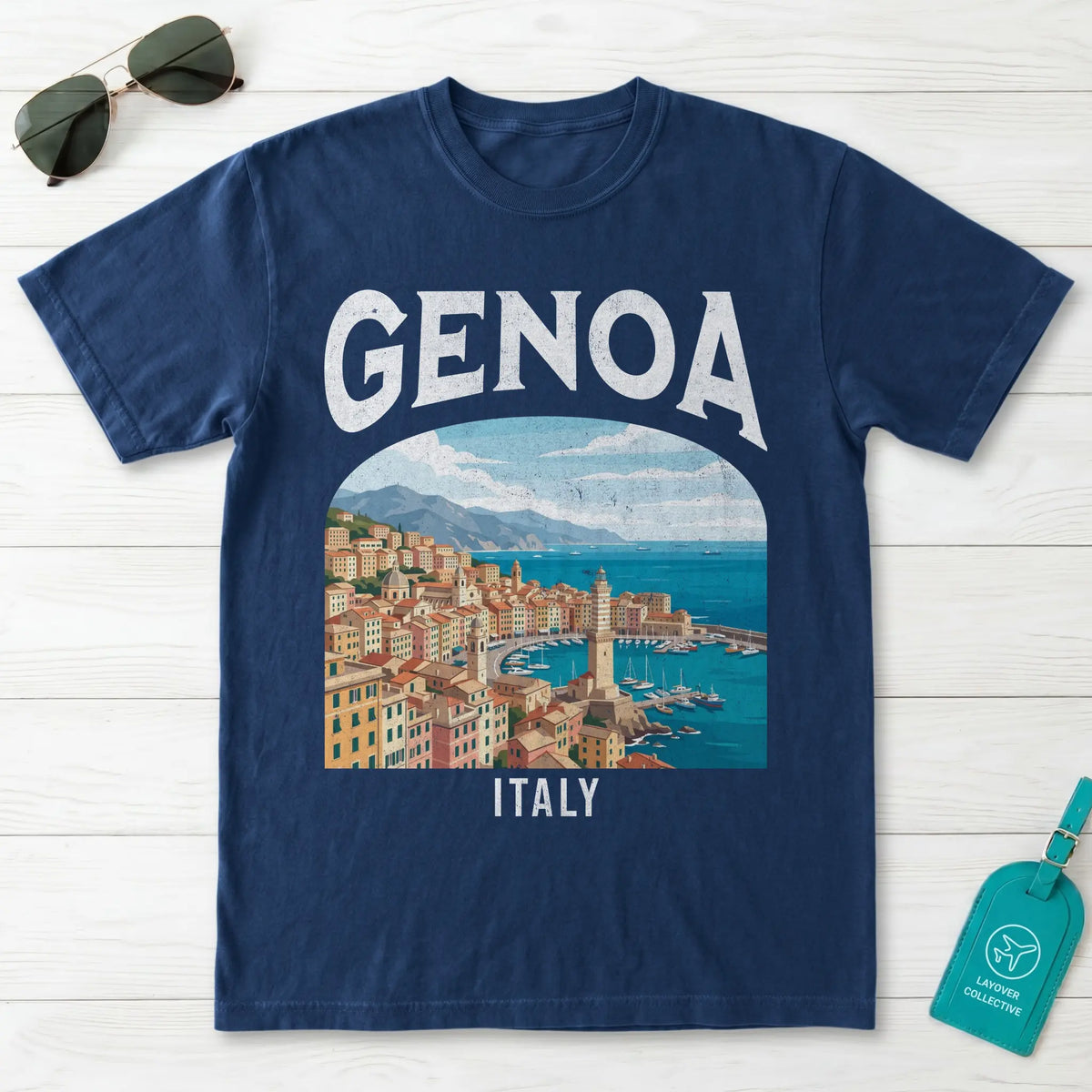 Genoa Italy Vintage Travel Poster T-Shirt