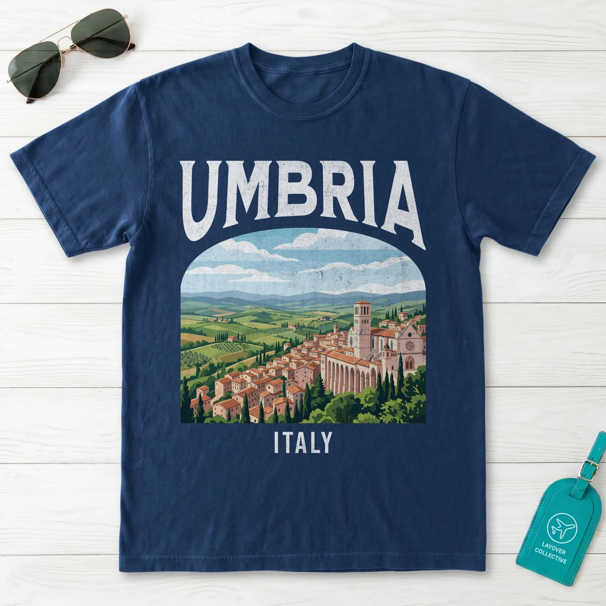 Umbria Italy Vintage Travel Poster T-Shirt