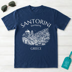 Santorini Greece Village Vintage Sketch Graphic T-Shirt