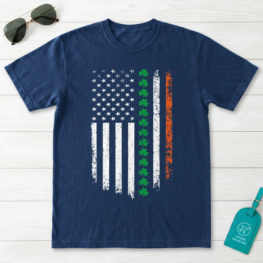 Irish American Flag Shamrock T-Shirt
