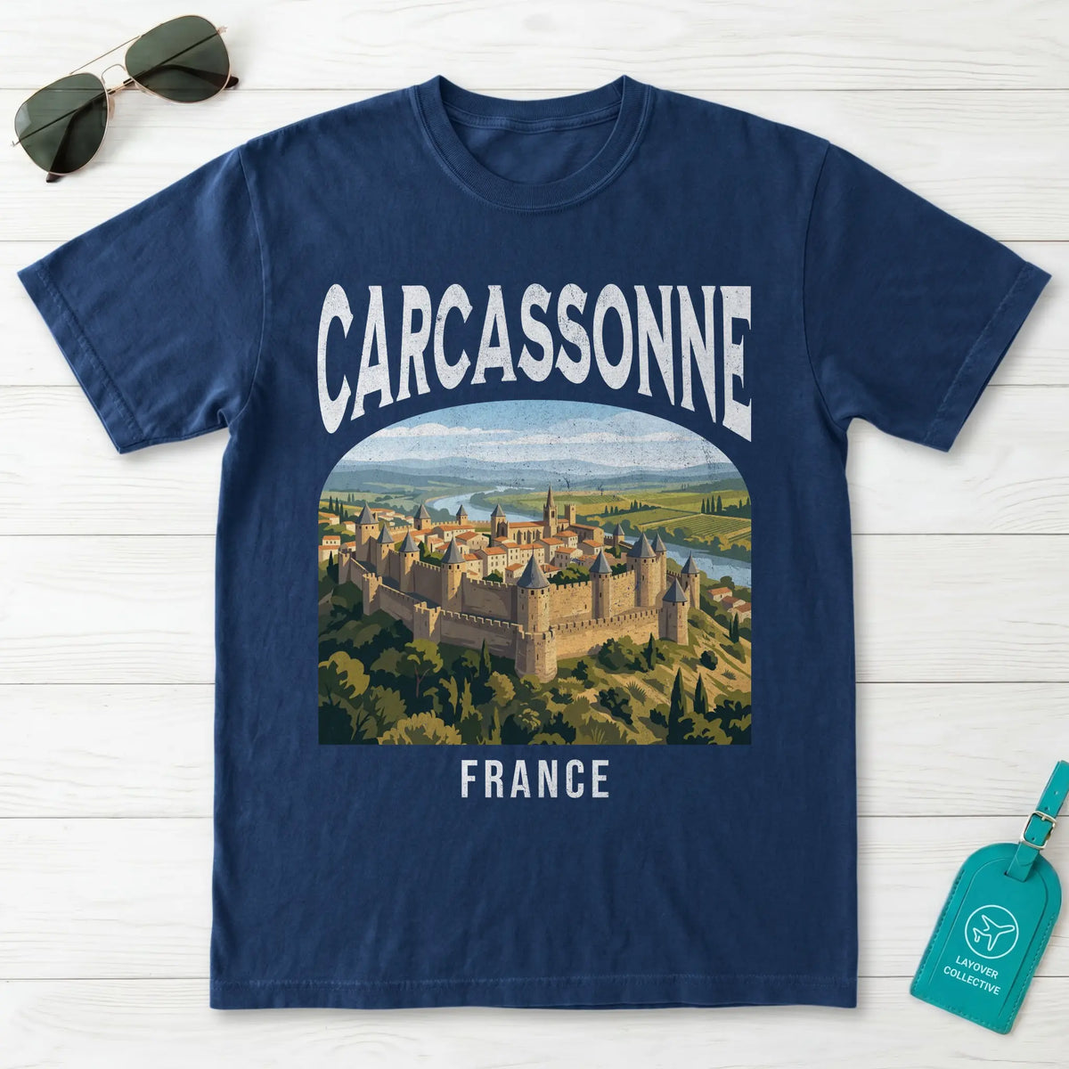 Carcassonne France Vintage Travel Poster T-Shirt