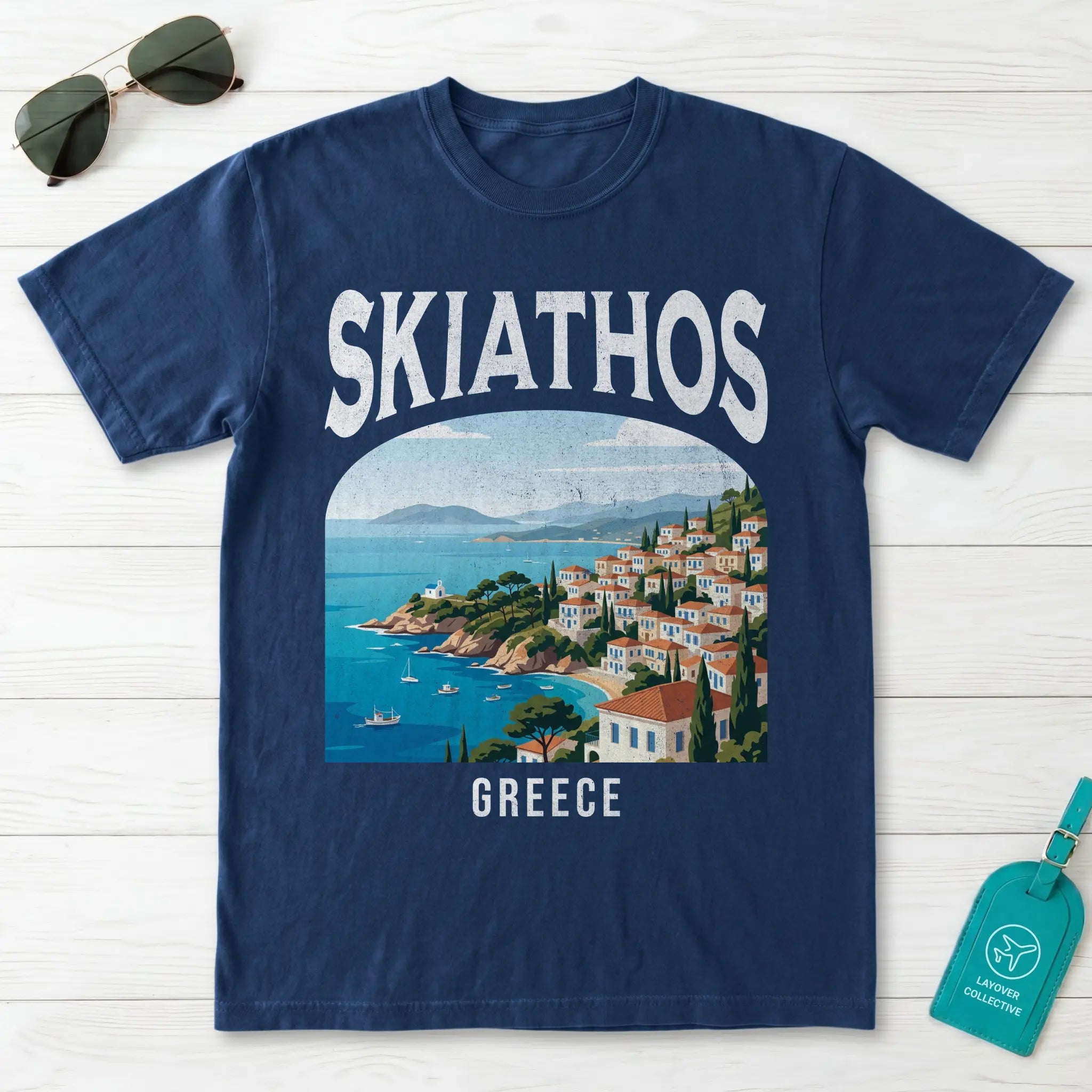 Skiathos Greece Vintage Travel Poster T-Shirt