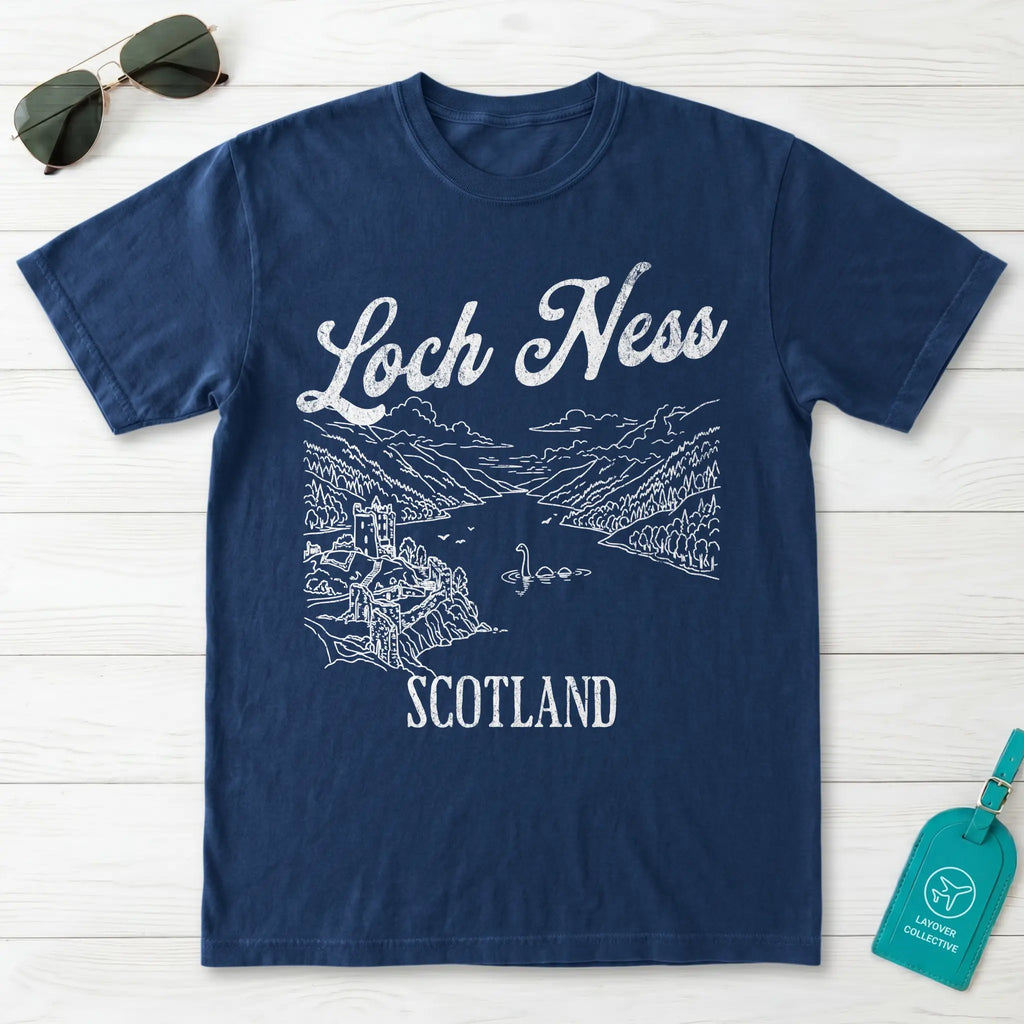 Loch Ness Scotland Line Art T-Shirt