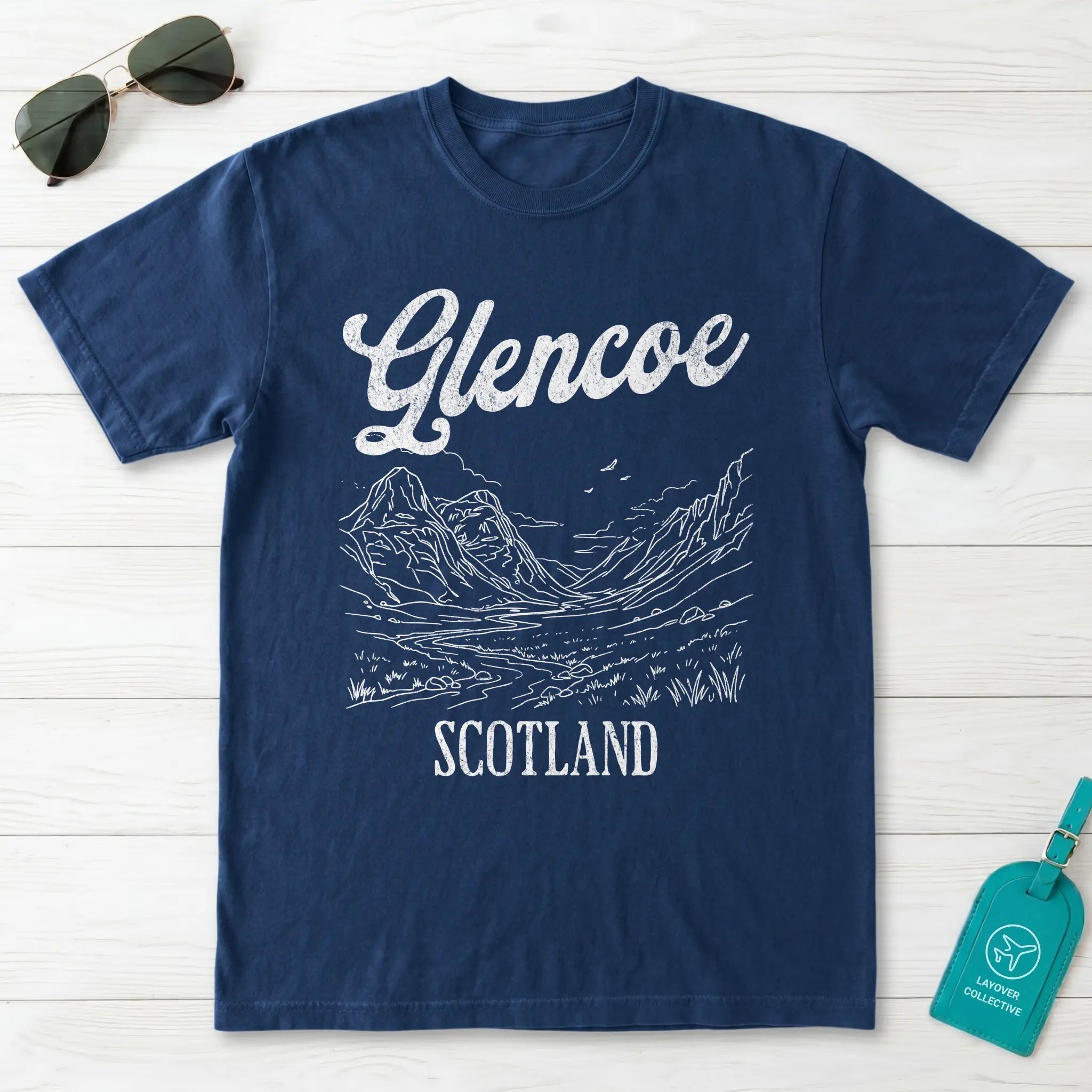 Glencoe Scotland Line Art T-Shirt