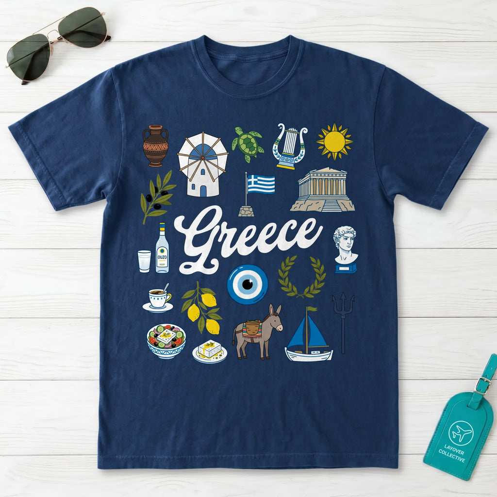 Greece Icons Graphic T-Shirt