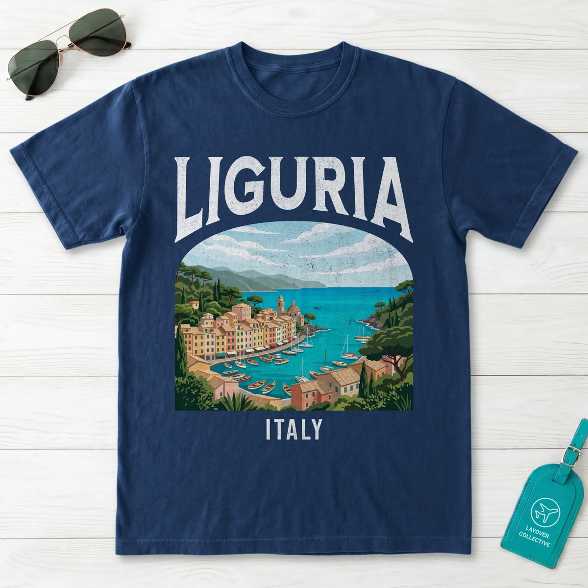 Liguria Italy Vintage Travel Poster T-Shirt