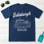 Edinburgh Castle Scotland Line Art T-Shirt