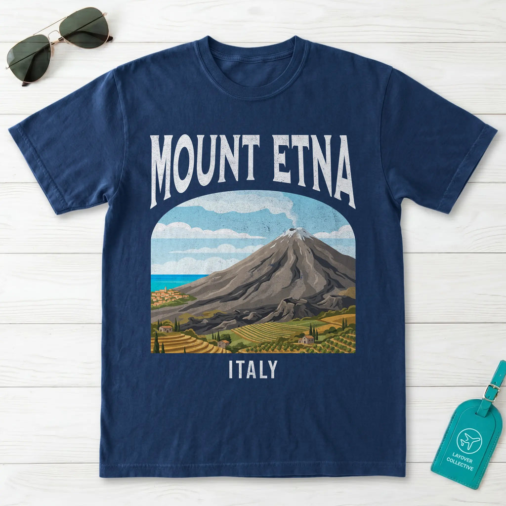 Mount Etna Italy Vintage Travel Poster T-Shirt