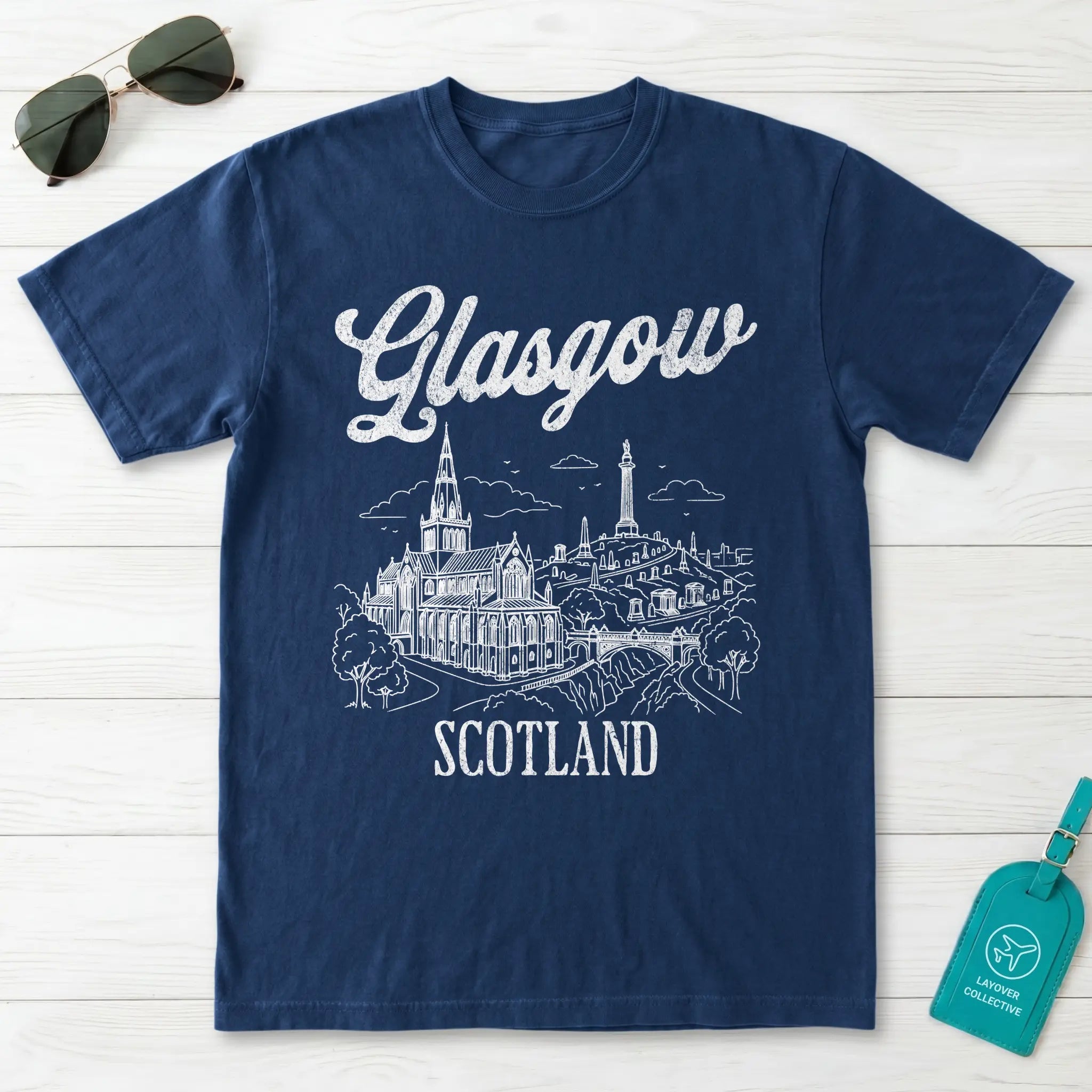 Glasgow Scotland Line Art T-Shirt