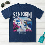 Santorini Greece Vintage Travel Poster T-Shirt