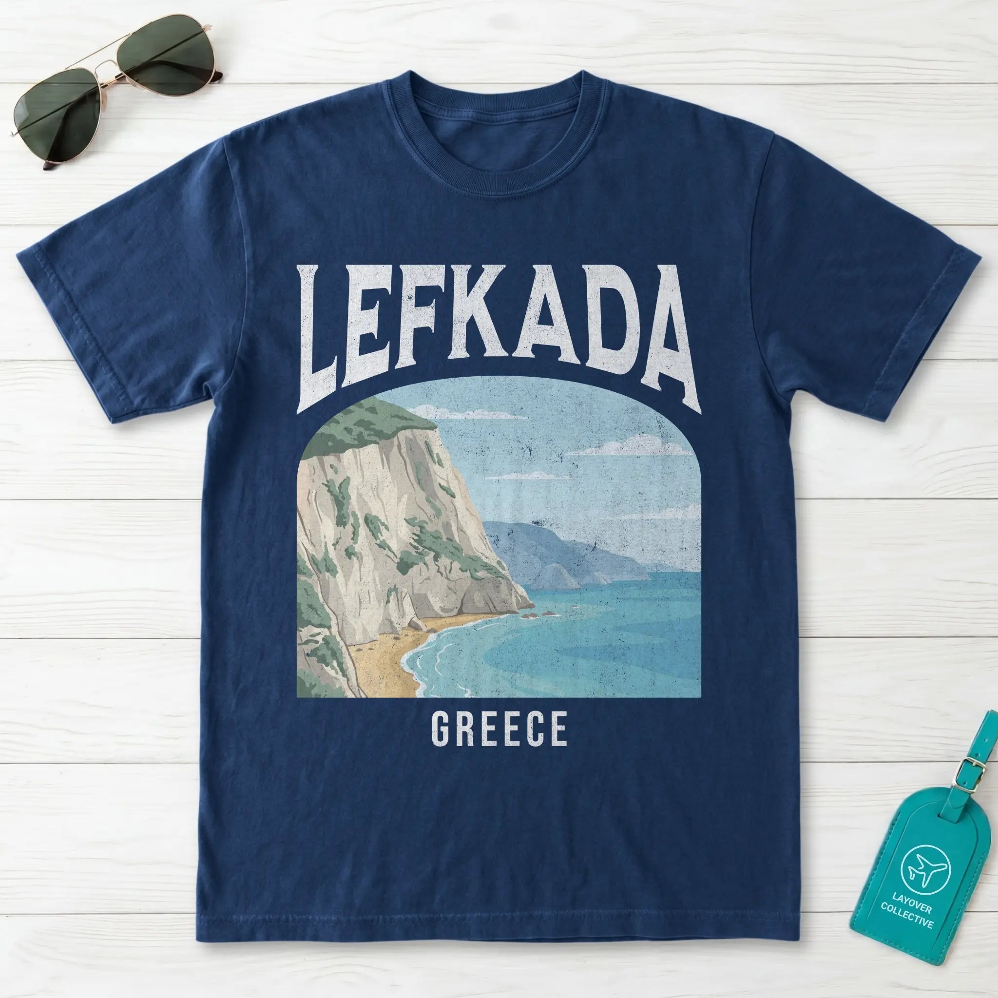 Lefkada Greece Vintage Travel Poster T-Shirt