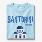 Santorini Greece Blue Dome Church Graphic T-Shirt