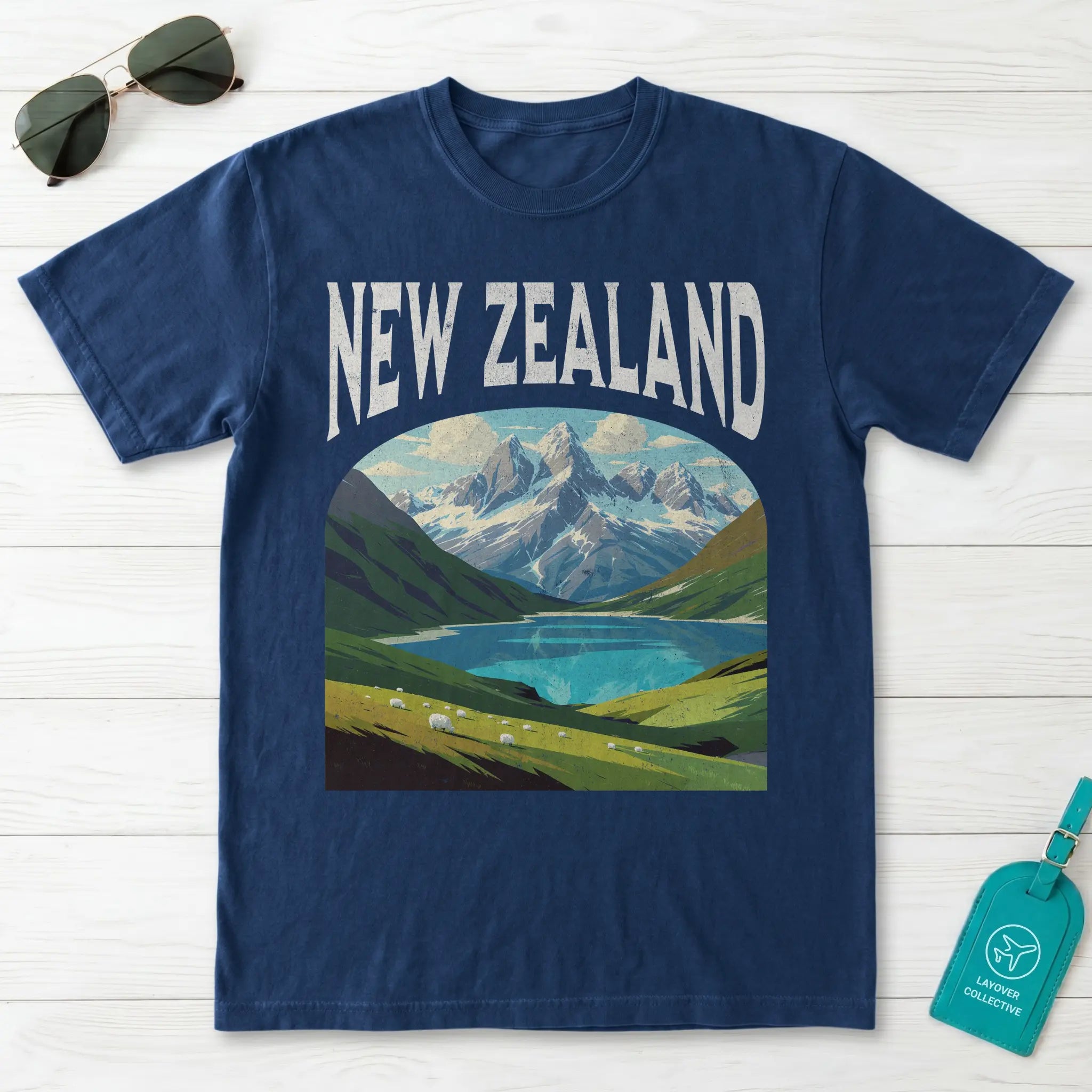 New Zealand Vintage Travel Poster T-Shirt