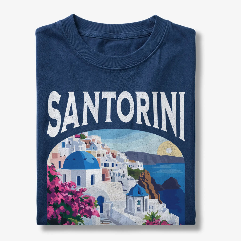 Santorini Greece Vintage Travel Poster T-Shirt
