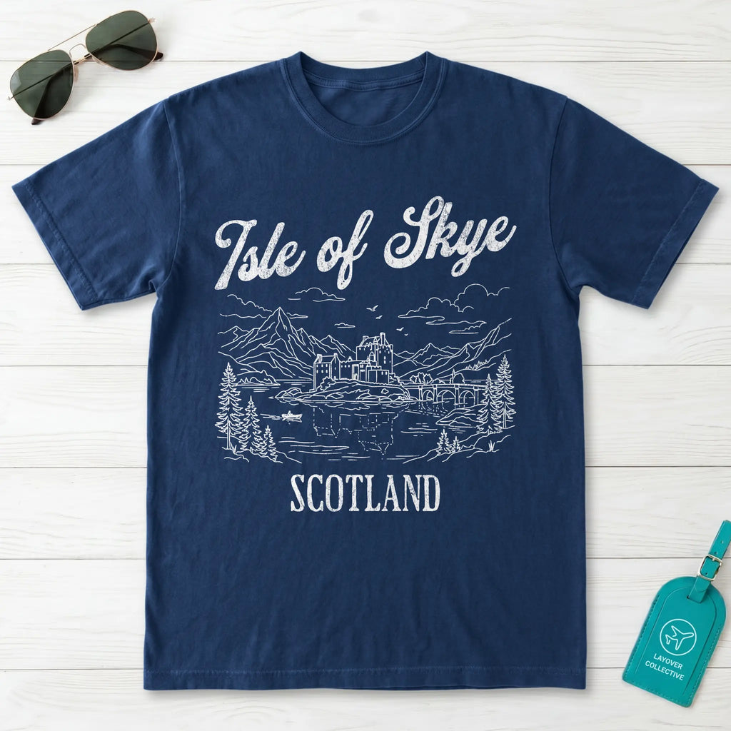 Isle of Skye Scotland Line Art T-Shirt