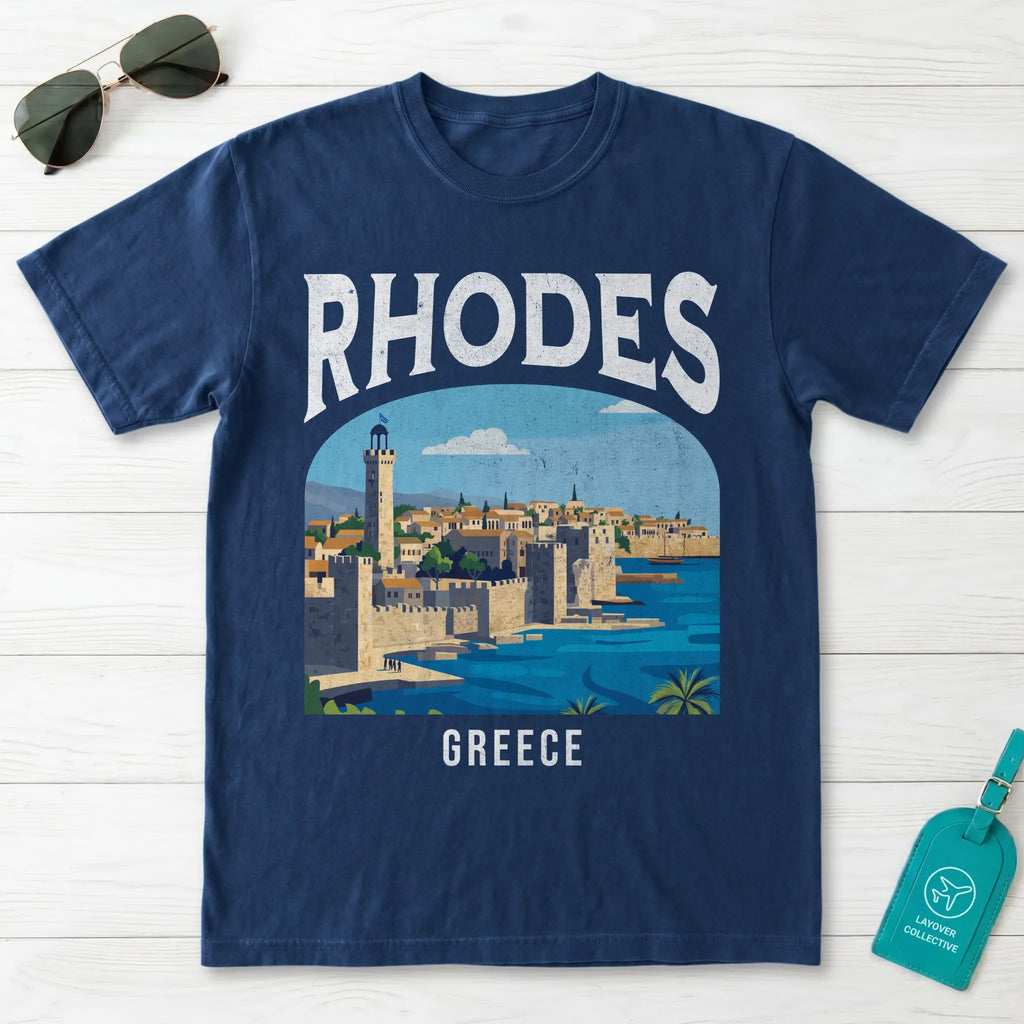 Rhodes Greece Vintage Travel Poster T-Shirt