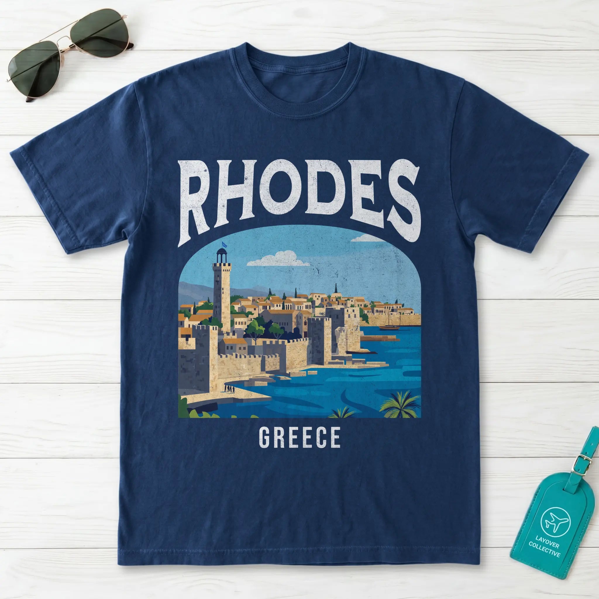 Rhodes Greece Vintage Travel Poster T-Shirt