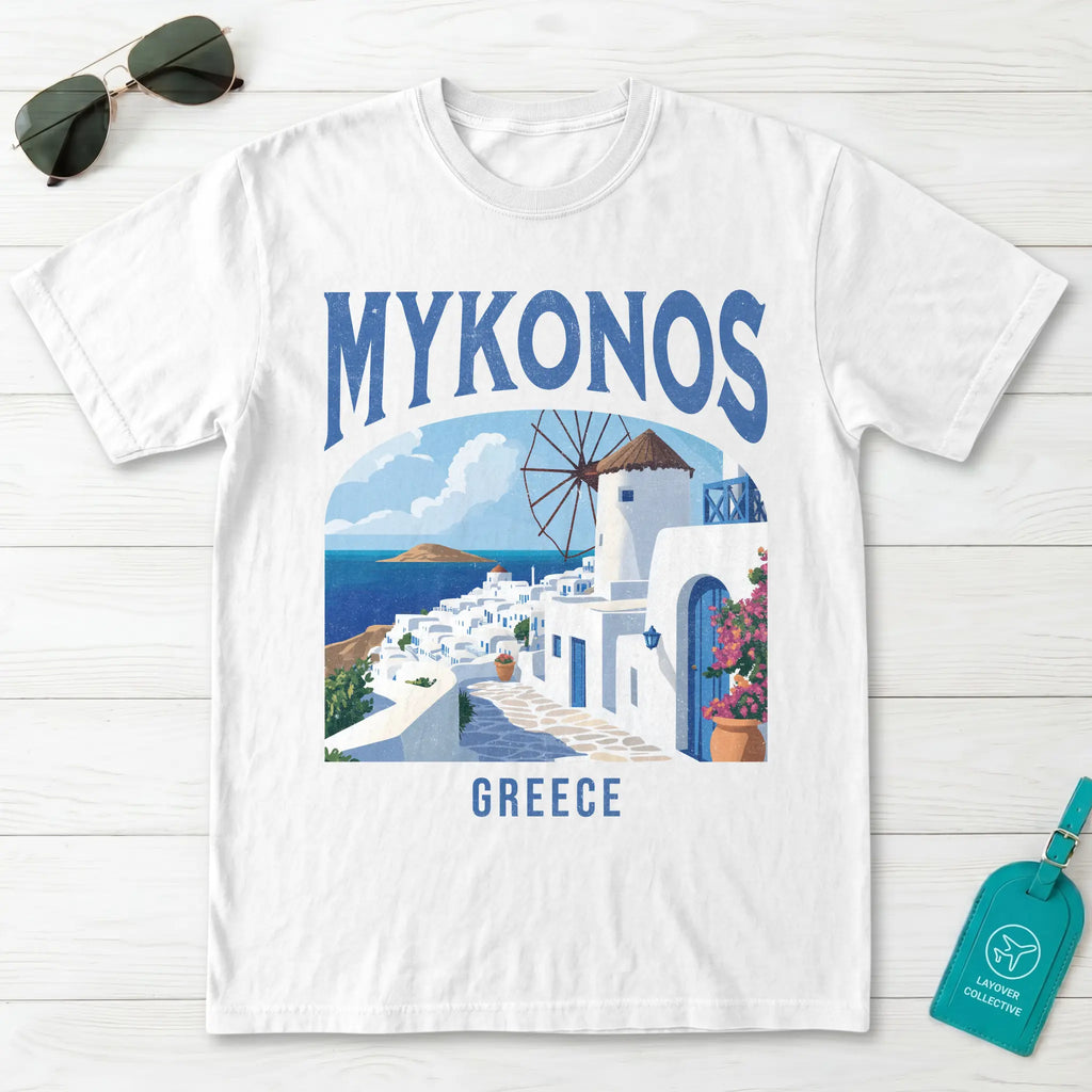 Mykonos Greece Vintage Travel Poster T-Shirt