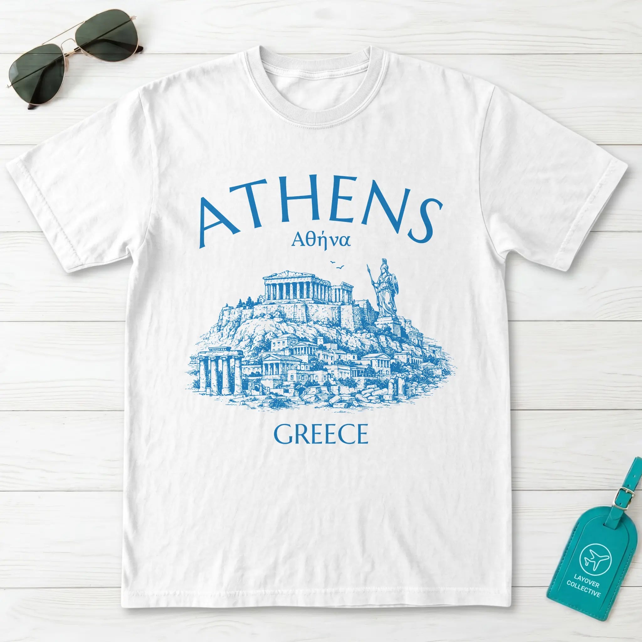 Athens Greece Acropolis Line Art Graphic T-Shirt