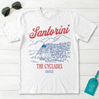Santorini Greece The Cyclades Line Art Graphic T-Shirt