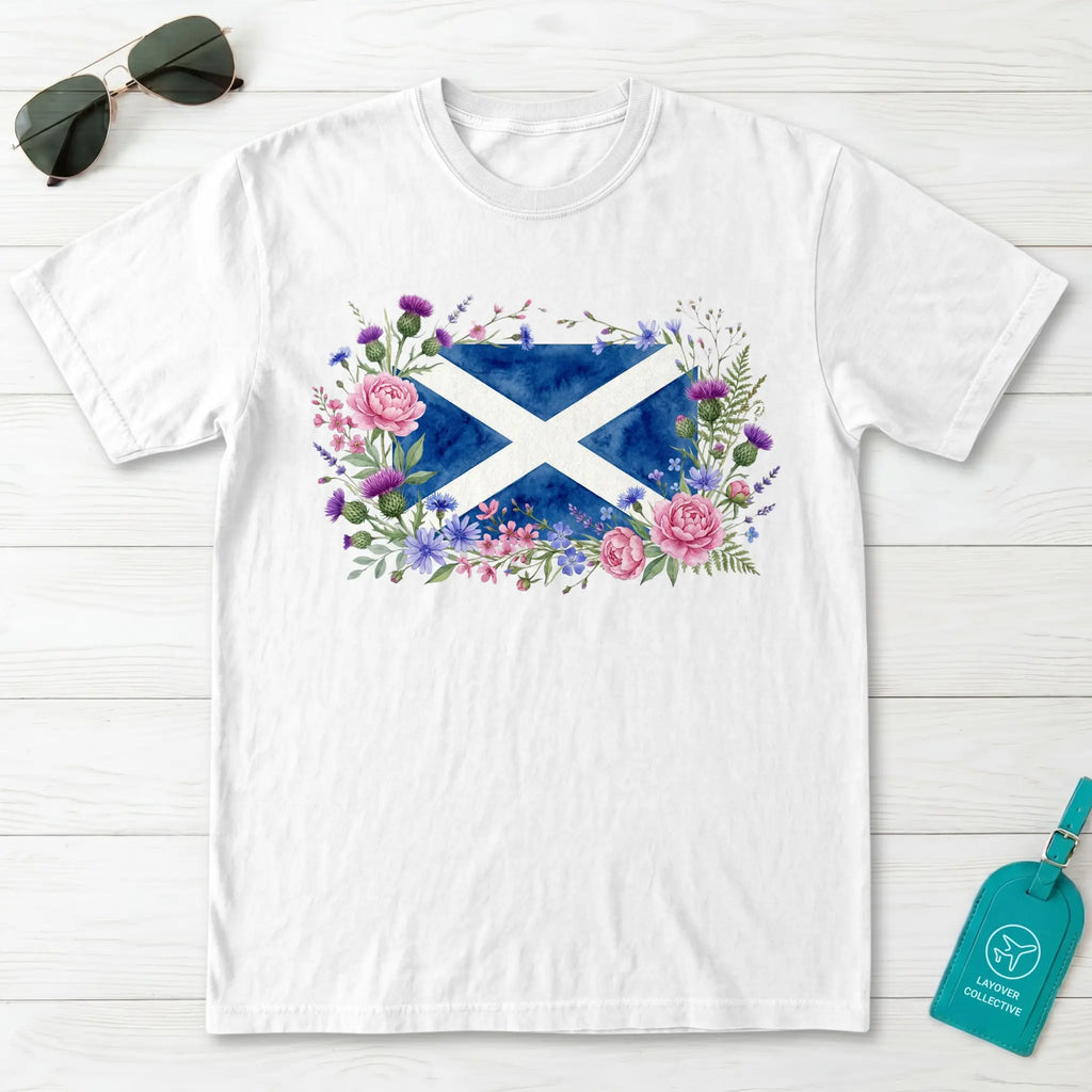 Scotland Saltire Floral Botanical T-Shirt