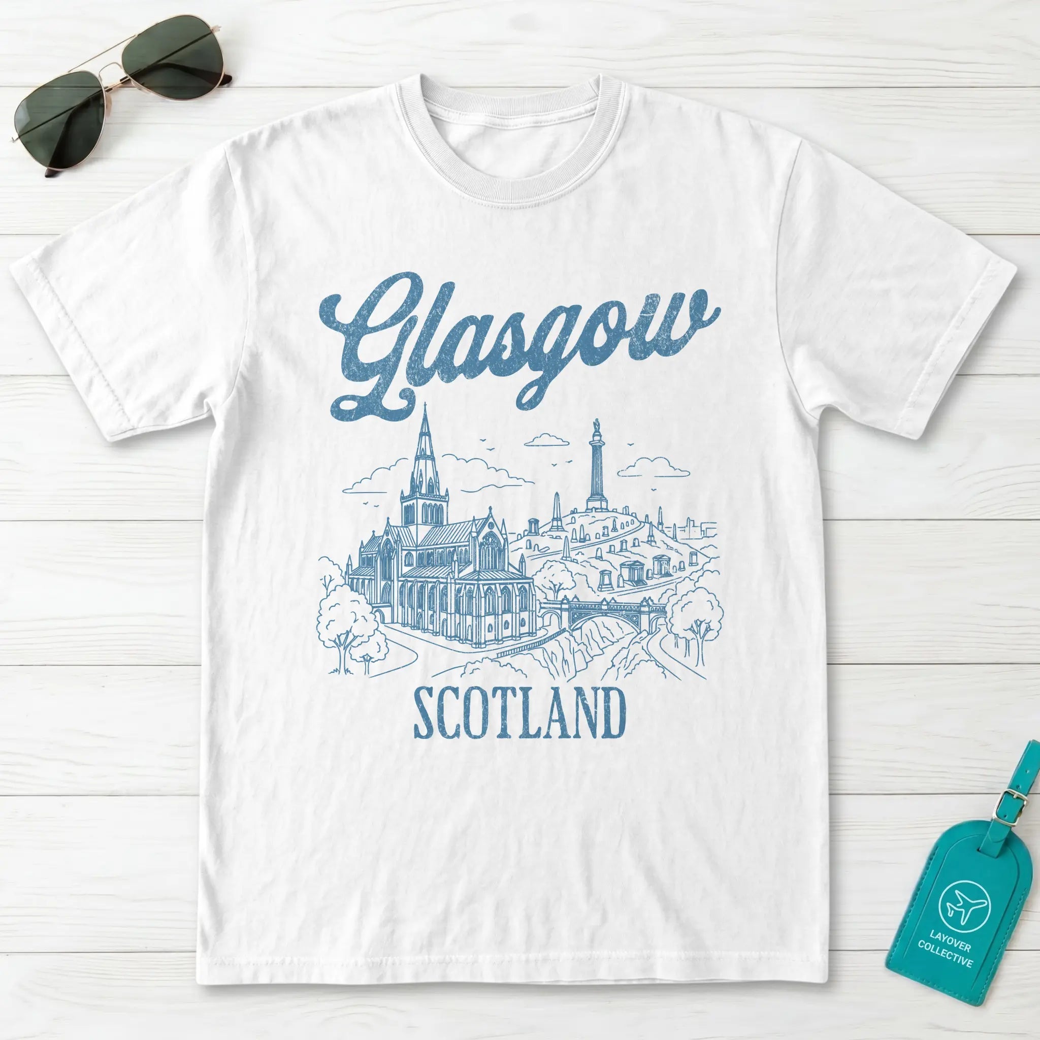 Glasgow Scotland Line Art T-Shirt