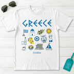 Greek Icons Doodle Graphic T-Shirt