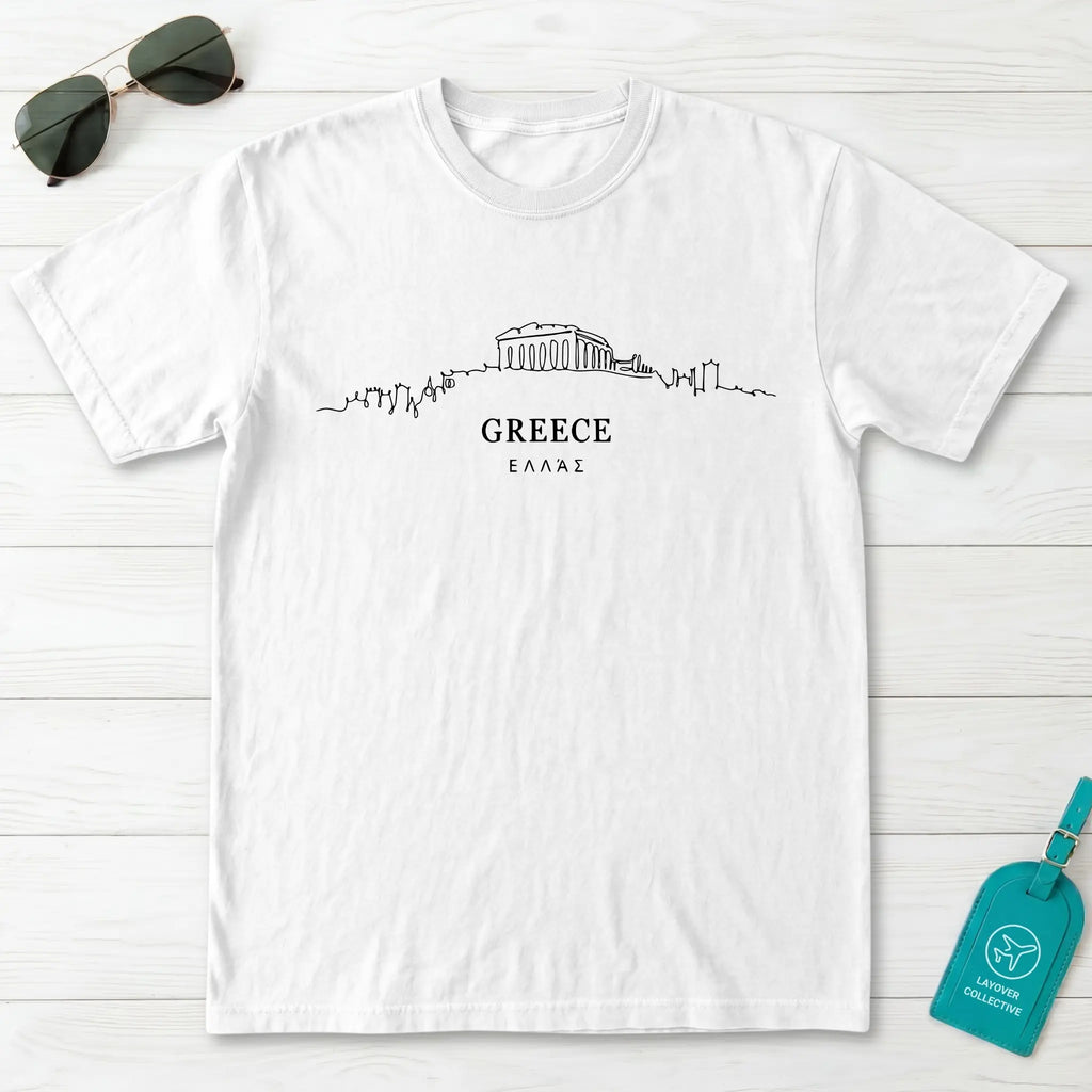 Greece Acropolis Skyline Minimalist T-Shirt