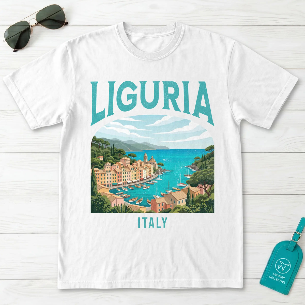 Liguria Italy Vintage Travel Poster T-Shirt