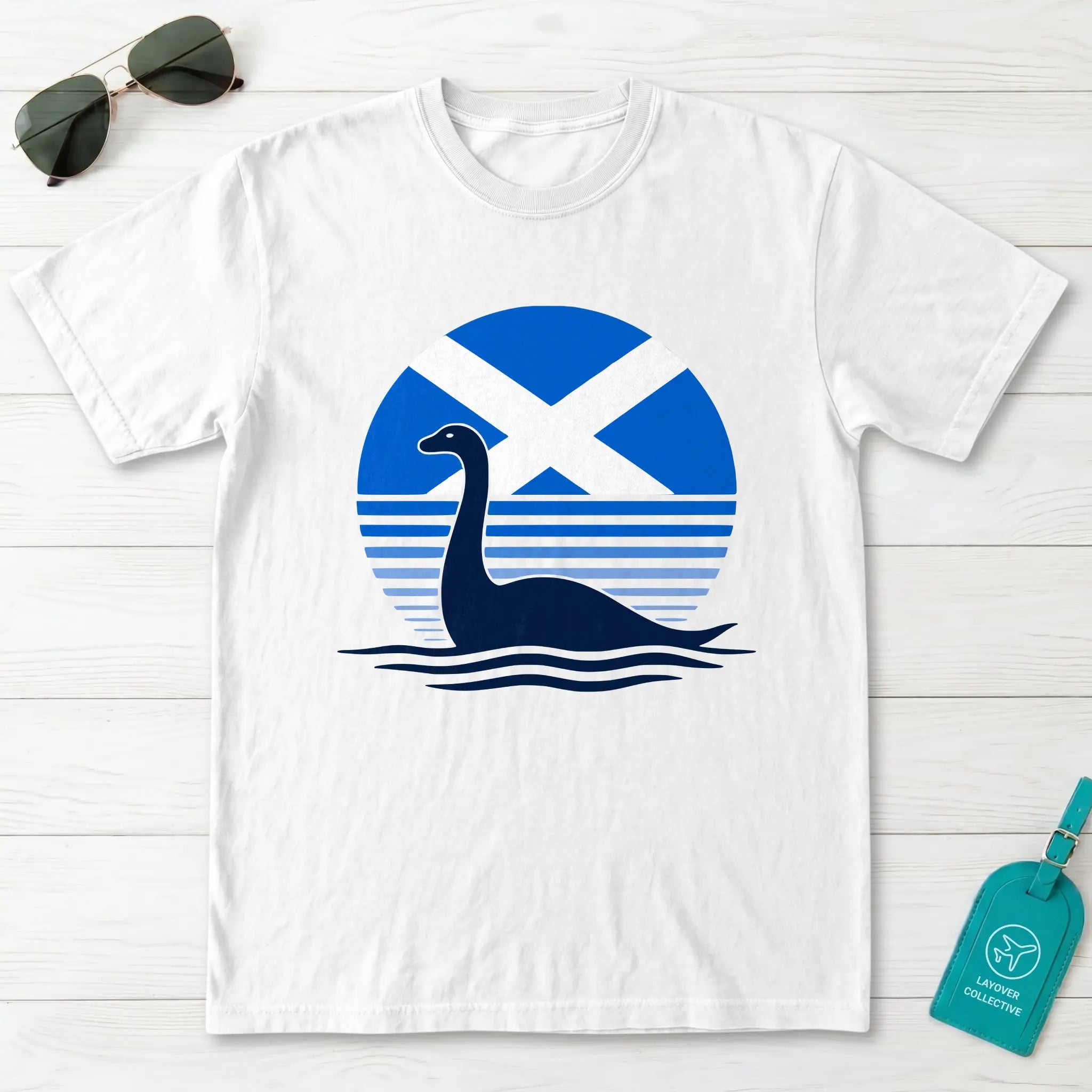 Nessie Saltire Scotland Retro T-Shirt