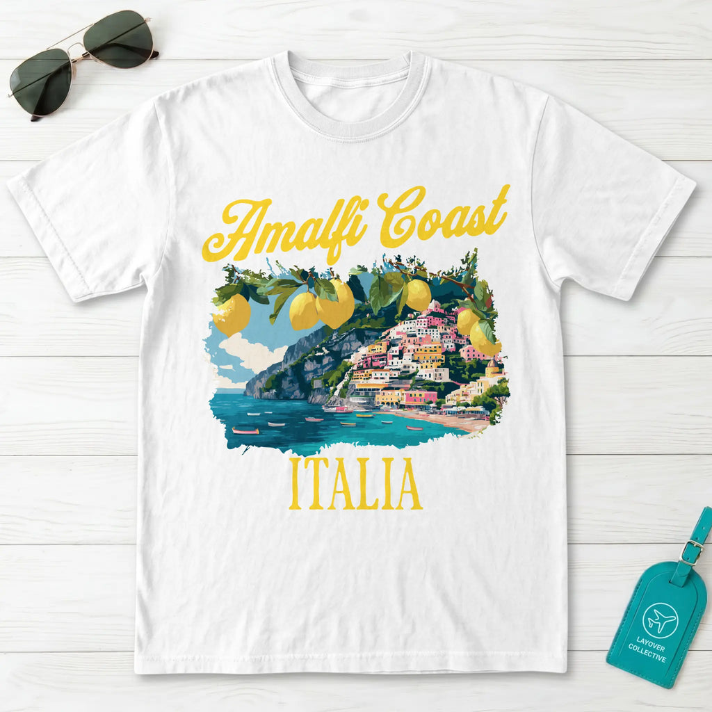 Amalfi Coast Italia Lemon Coastal Village Graphic T-Shirt