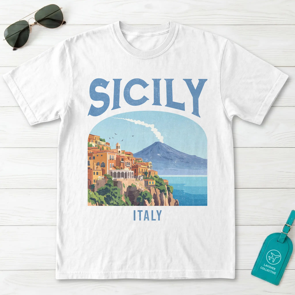 Sicily Italy Vintage Travel Poster T-Shirt