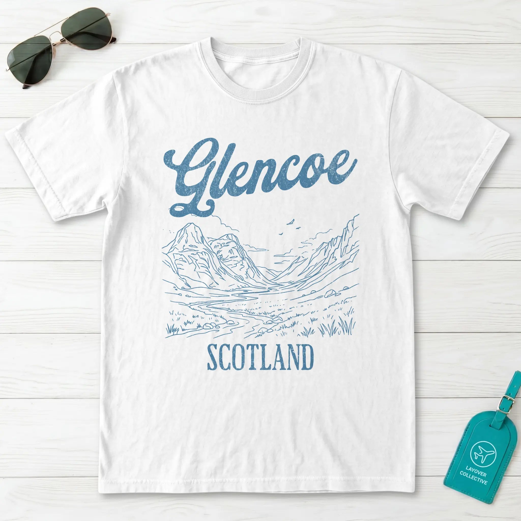 Glencoe Scotland Line Art T-Shirt